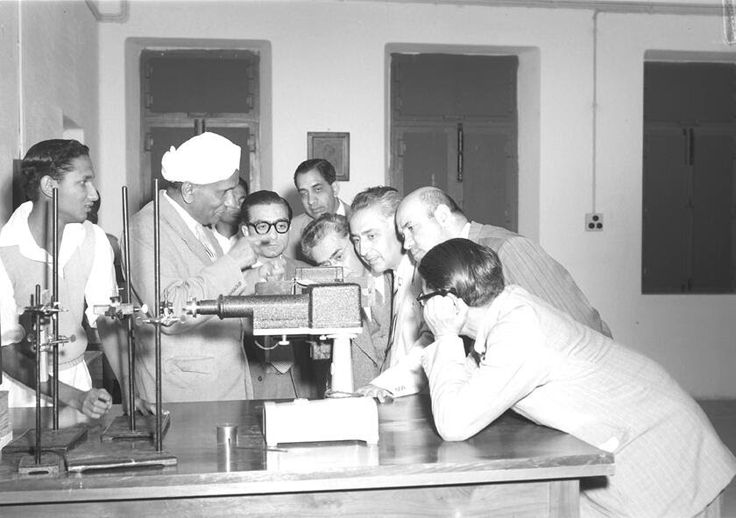 Raman in his lab